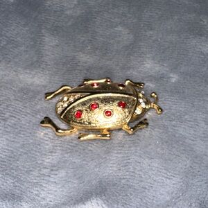 Elegant Gold and Red Ladybug Brooch